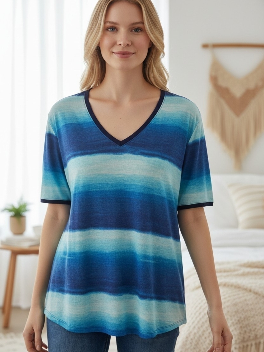 Simply Vera Vera Wang Blue Ombre V-Neck Sleep Top - Size L (EUC)